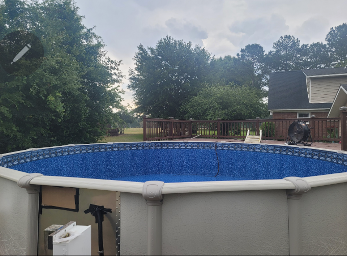 Freshly installed pool liner
